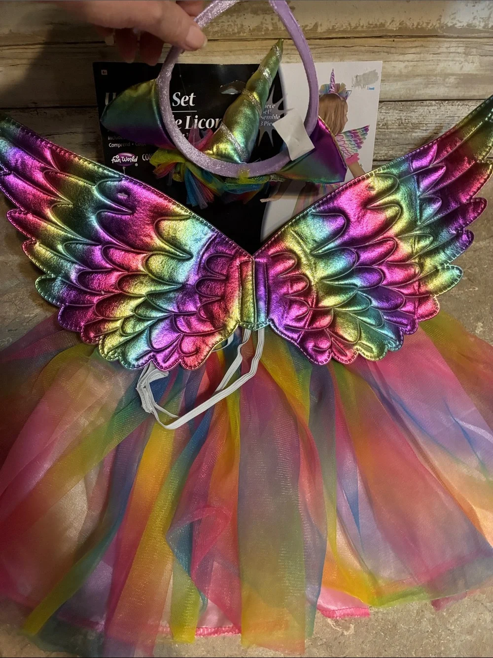 Halloween Unicorn Set Kids Costume - Rainbow Wings, Headpiece & Tutu NWT